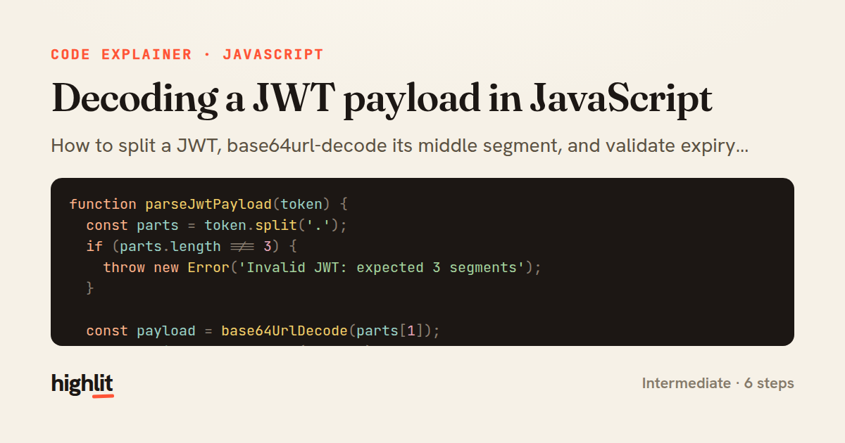 Decoding a JWT payload in JavaScript — share card