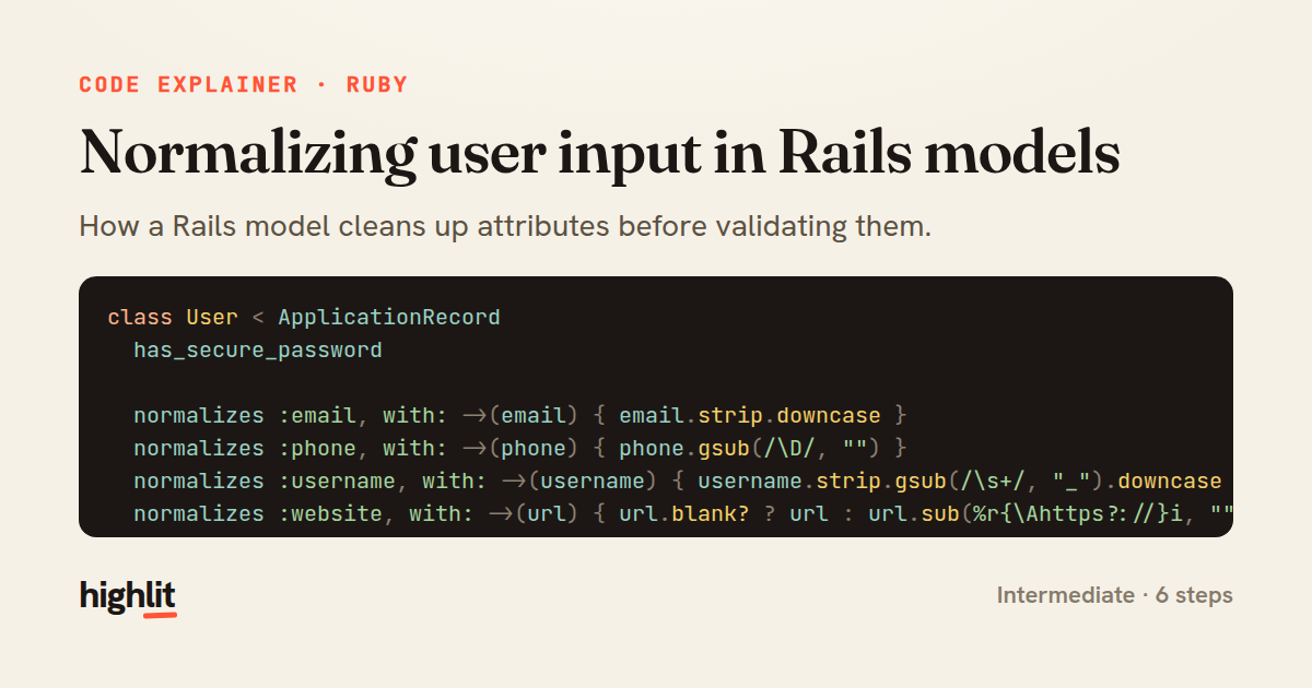 Normalizing user input in Rails models — share card