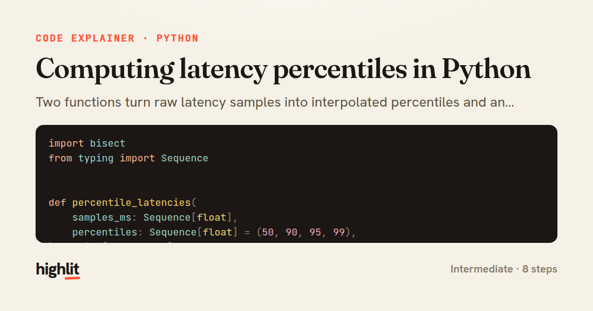 Computing latency percentiles in Python — share card