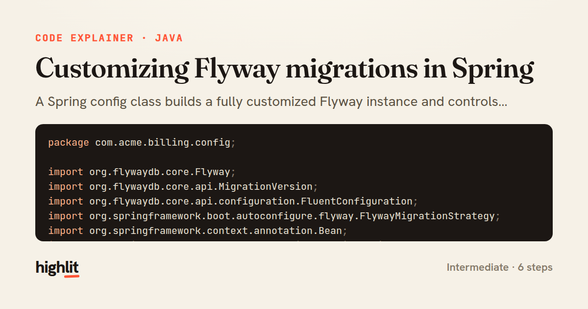 Customizing Flyway migrations in Spring — share card