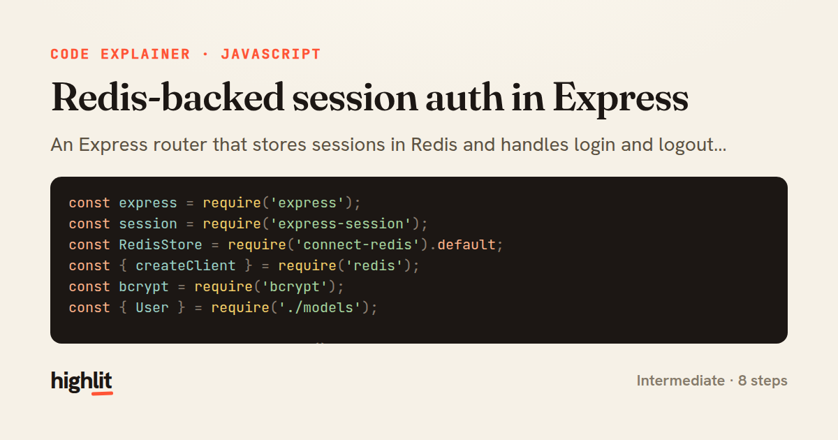 Redis-backed session auth in Express — share card