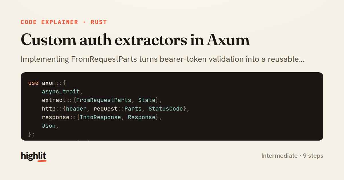 Custom auth extractors in Axum — share card
