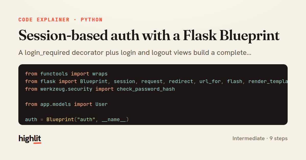 Session-based auth with a Flask Blueprint — share card