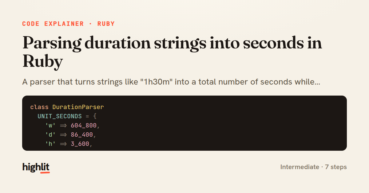 Parsing duration strings into seconds in Ruby — share card