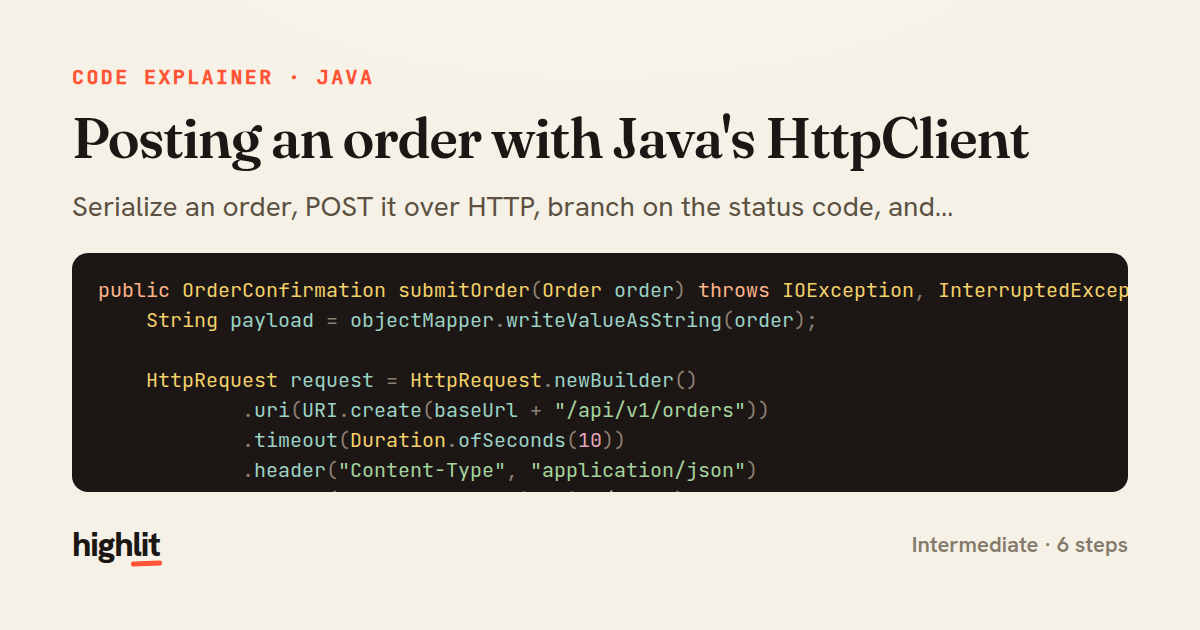 Posting an order with Java's HttpClient — share card