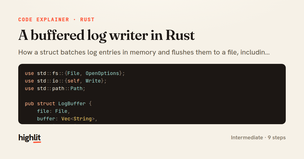 A buffered log writer in Rust — share card