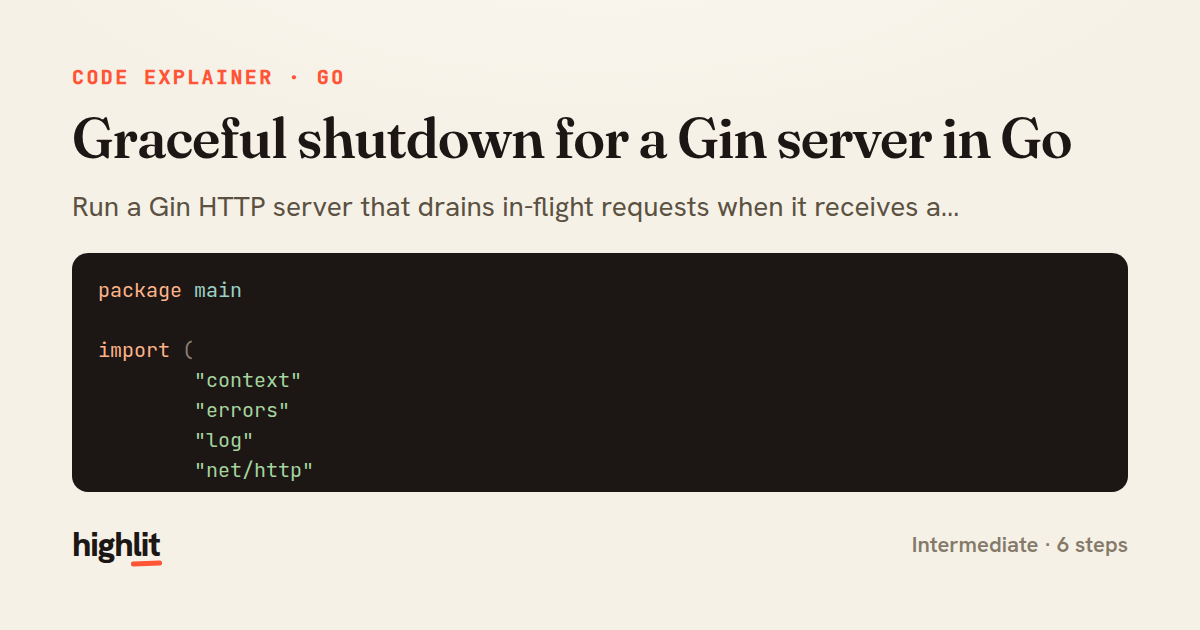 Graceful shutdown for a Gin server in Go — share card