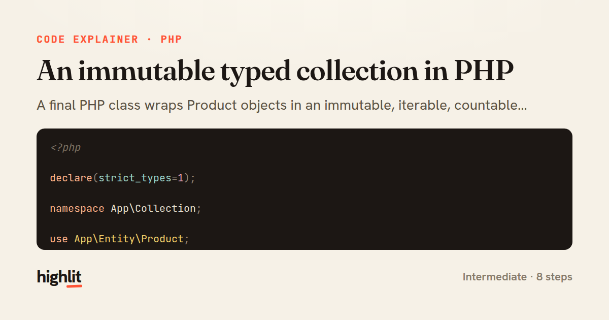 An immutable typed collection in PHP — share card