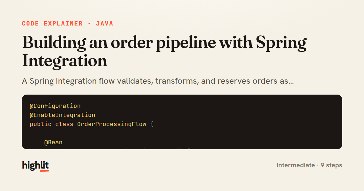Building an order pipeline with Spring Integration — share card