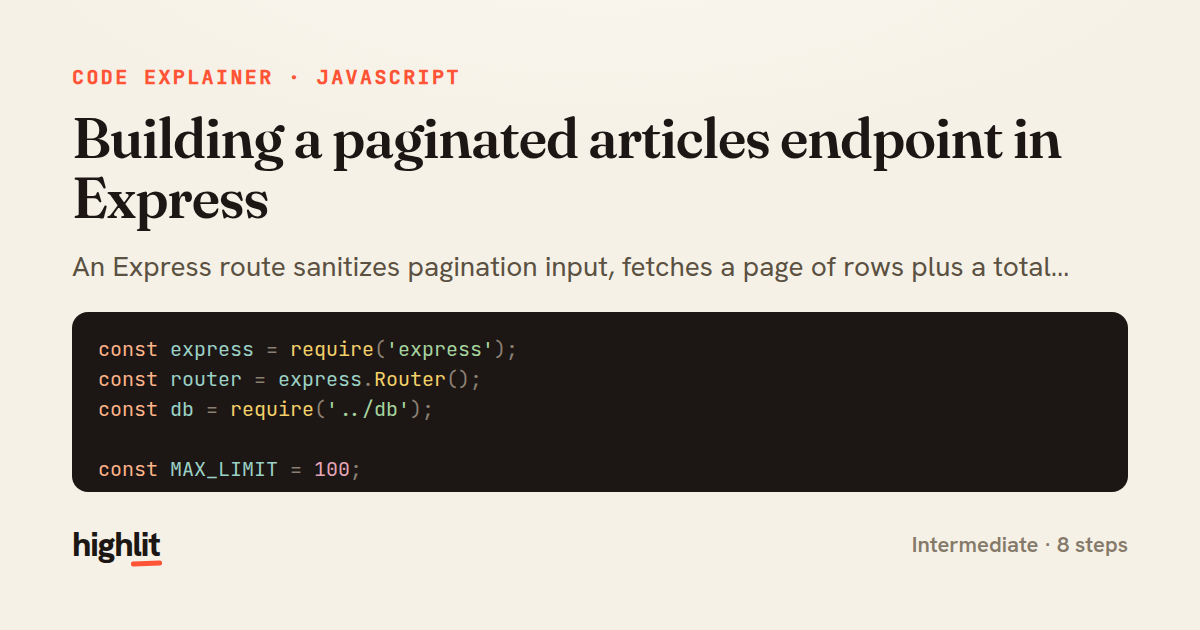Building a paginated articles endpoint in Express — share card