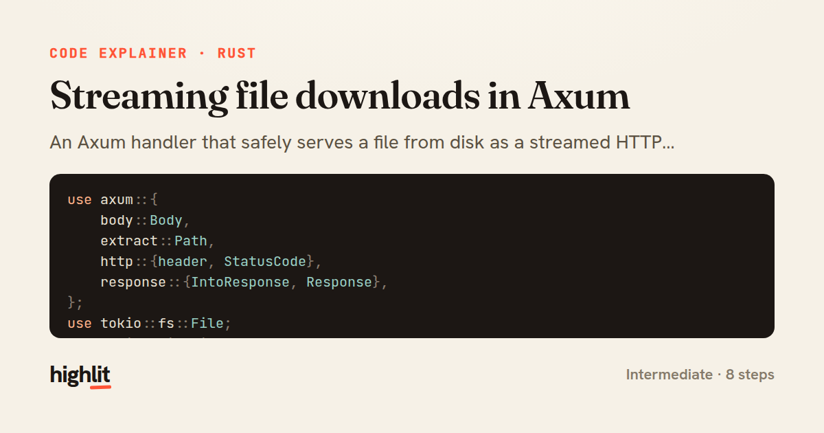 Streaming file downloads in Axum — share card