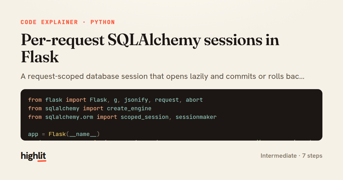 Per-request SQLAlchemy sessions in Flask — share card