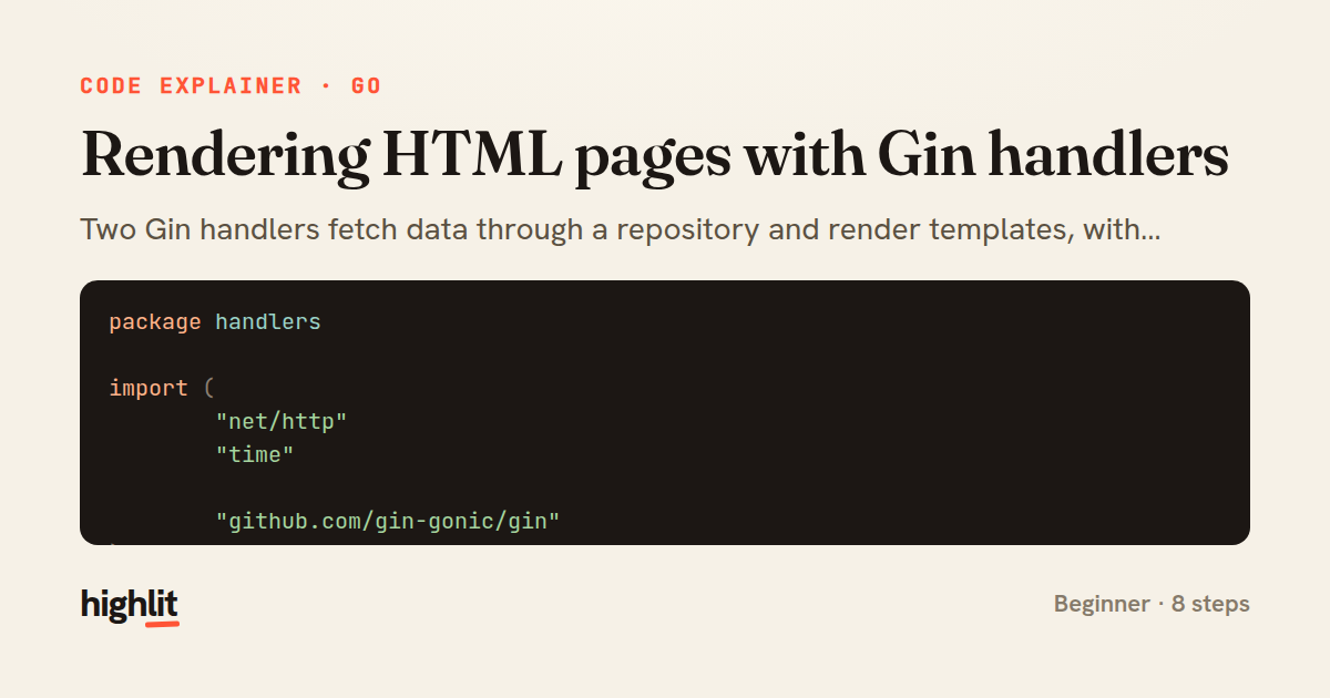 Rendering HTML pages with Gin handlers — share card