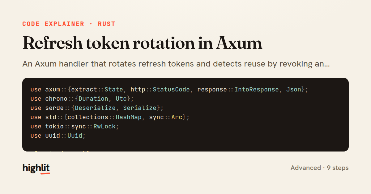 Refresh token rotation in Axum — share card