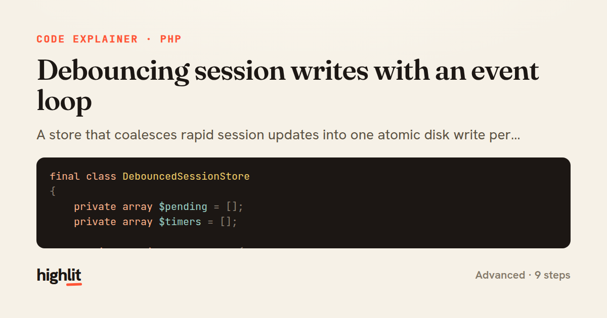 Debouncing session writes with an event loop — share card