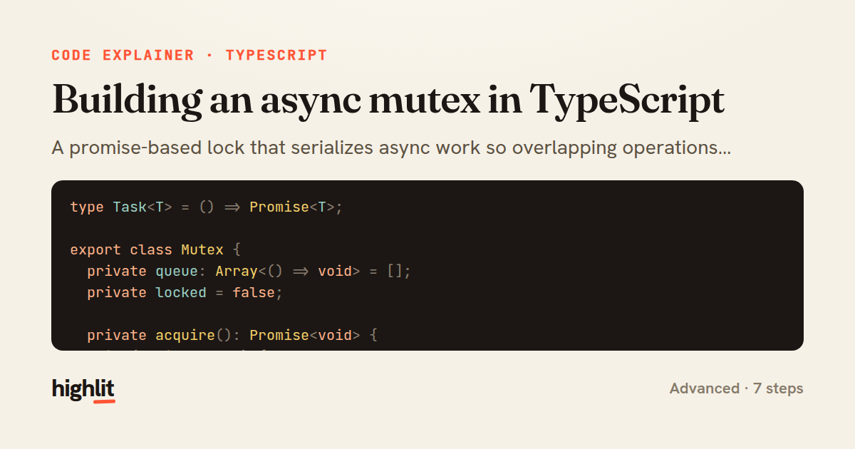 Building an async mutex in TypeScript — share card