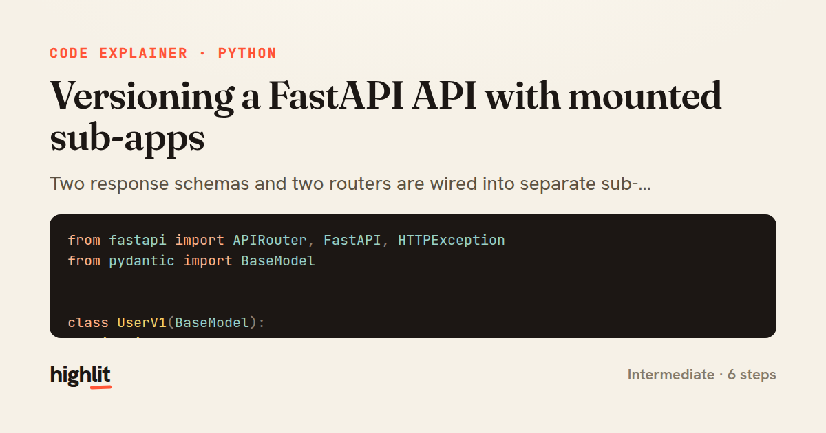 Versioning a FastAPI API with mounted sub-apps — share card