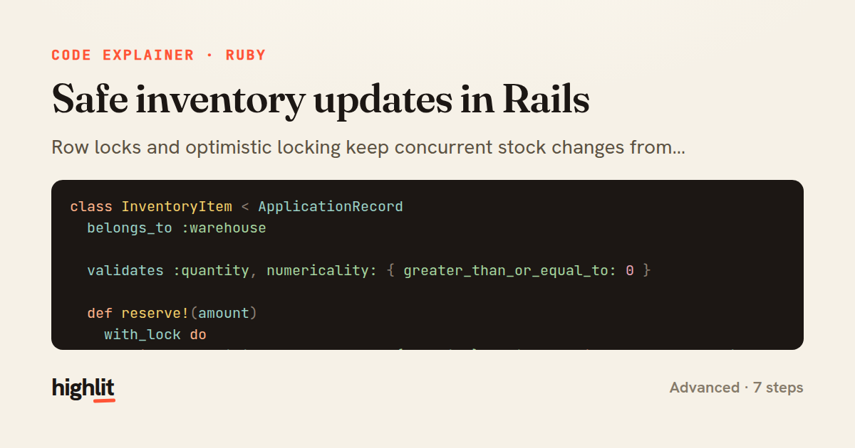 Safe inventory updates in Rails — share card
