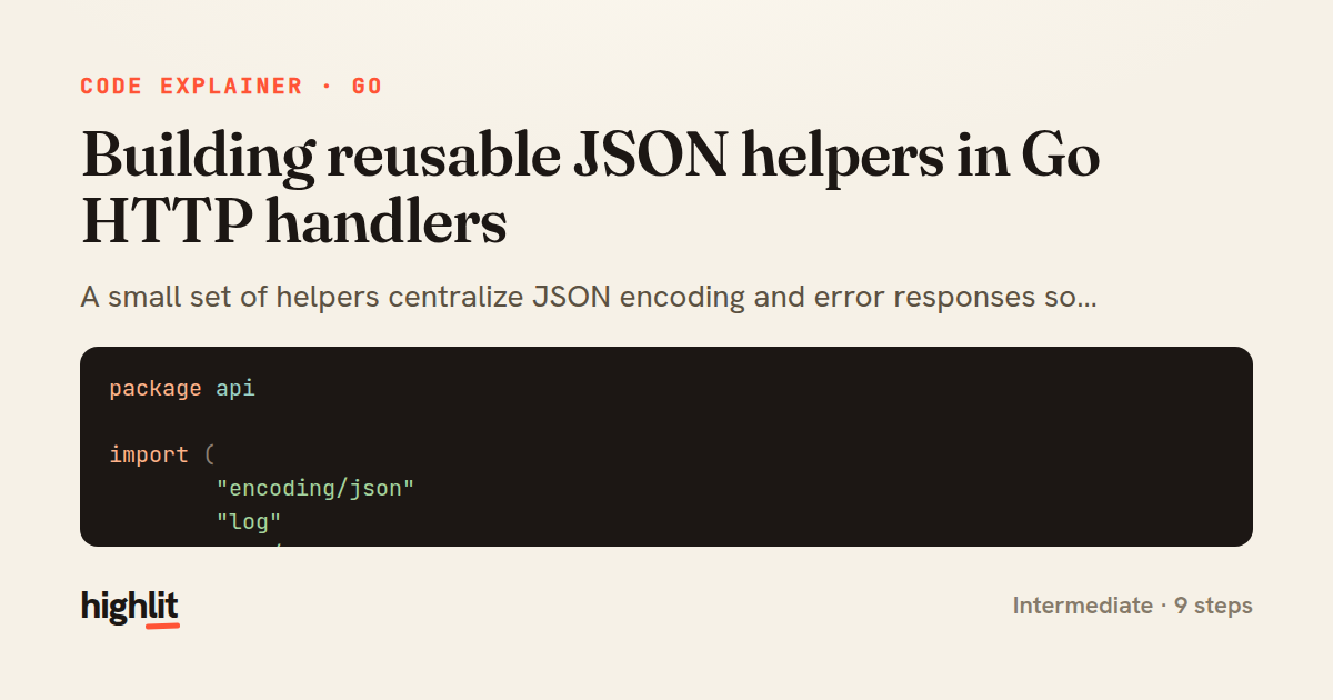 Building reusable JSON helpers in Go HTTP handlers — share card