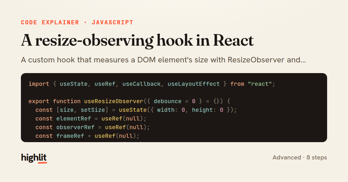 A resize-observing hook in React — share card