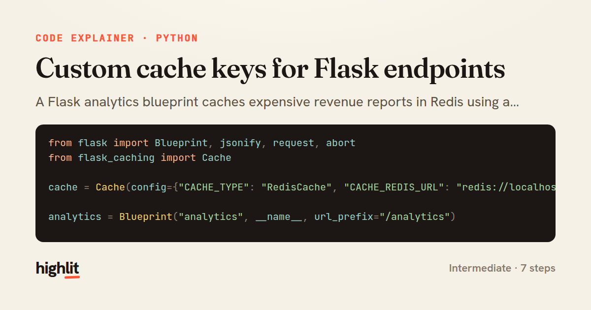 Custom cache keys for Flask endpoints — share card