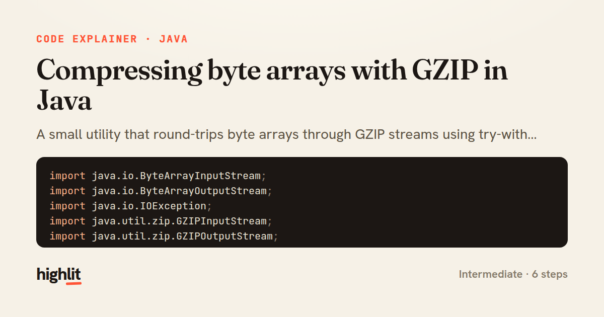 Compressing byte arrays with GZIP in Java — share card