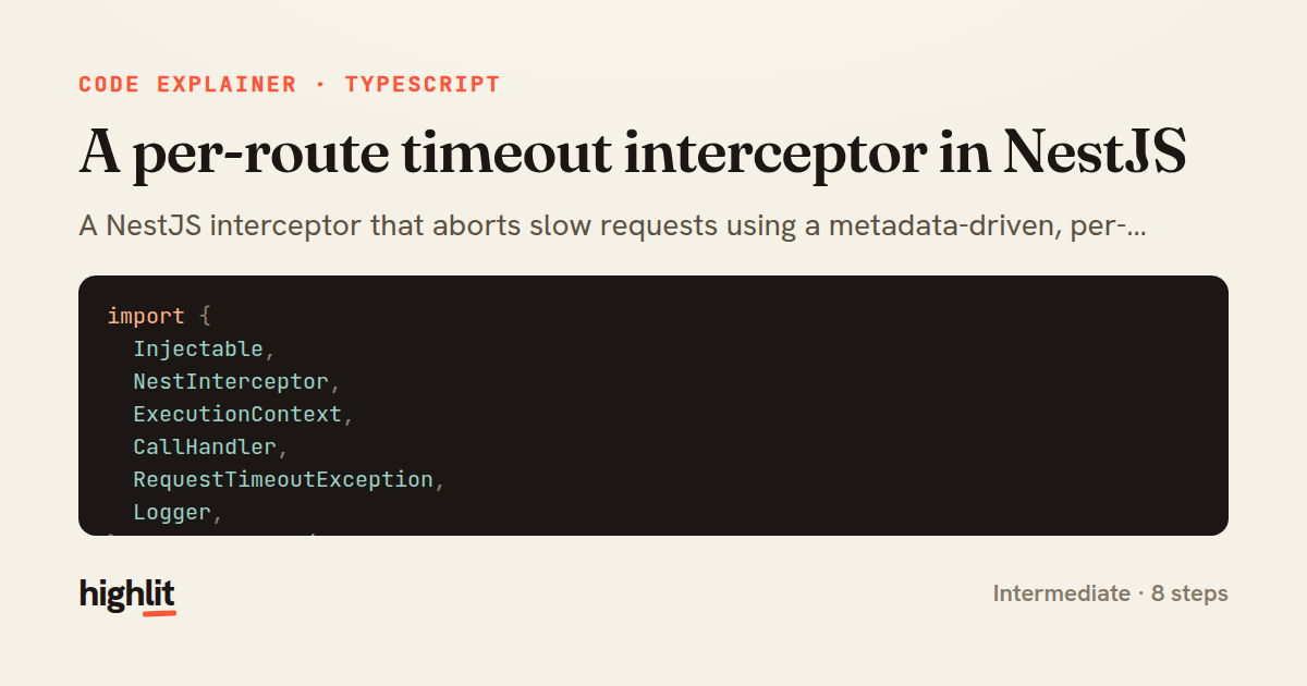 A per-route timeout interceptor in NestJS — share card