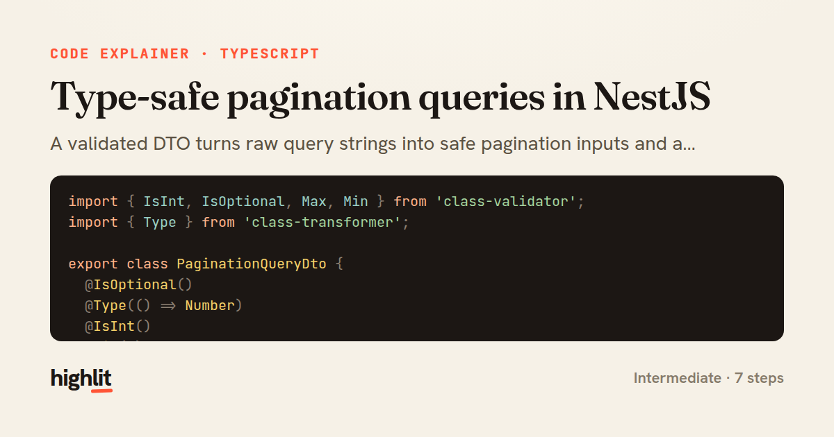 Type-safe pagination queries in NestJS — share card