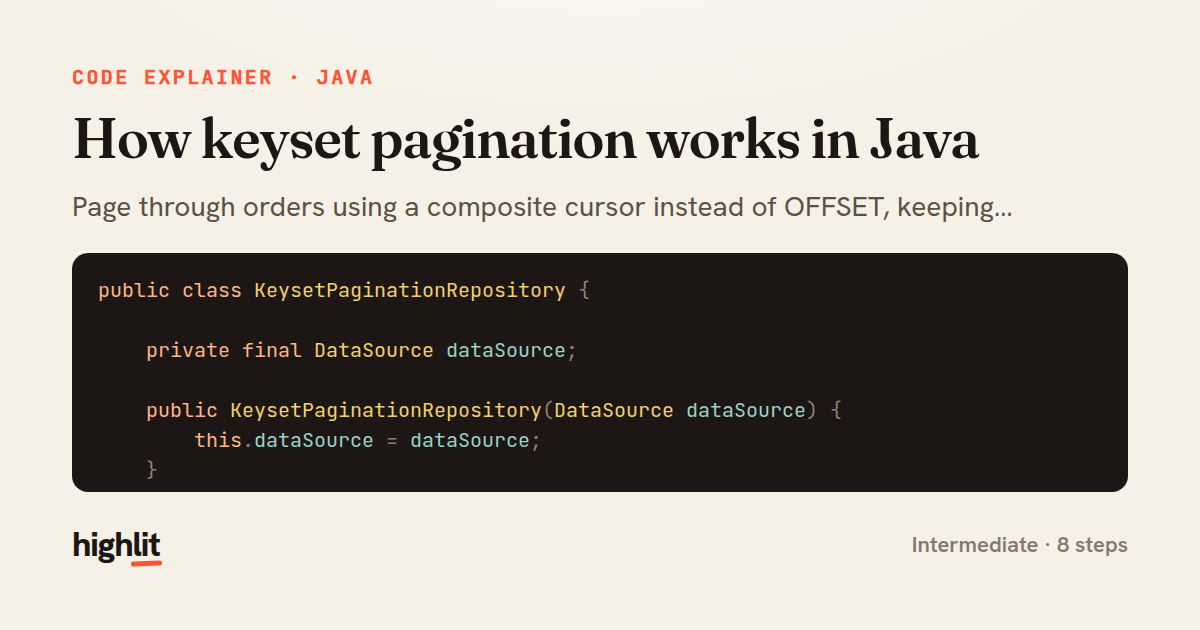 How keyset pagination works in Java — share card