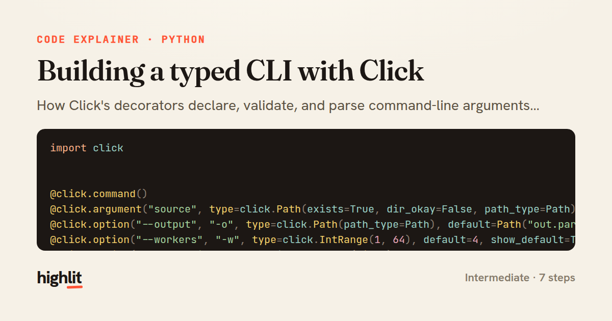 Building a typed CLI with Click — share card