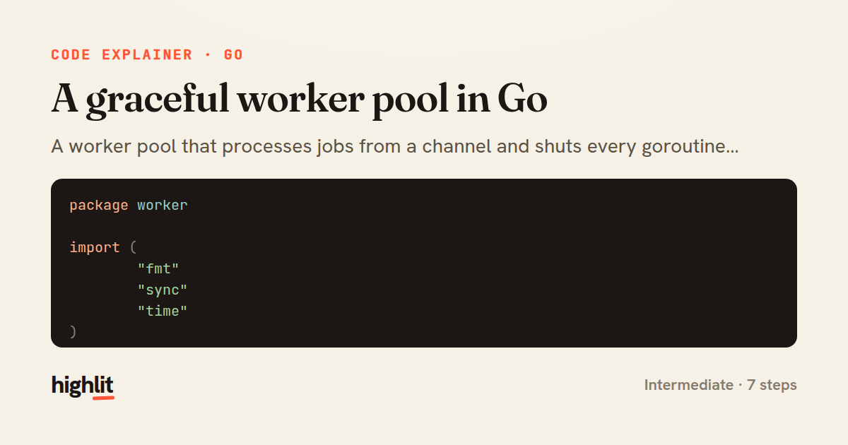 A graceful worker pool in Go — share card