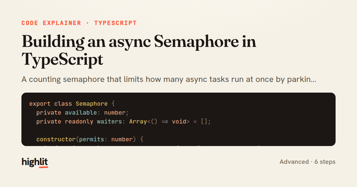 Building an async Semaphore in TypeScript — share card