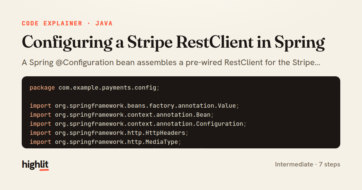 Configuring a Stripe RestClient in Spring — share card