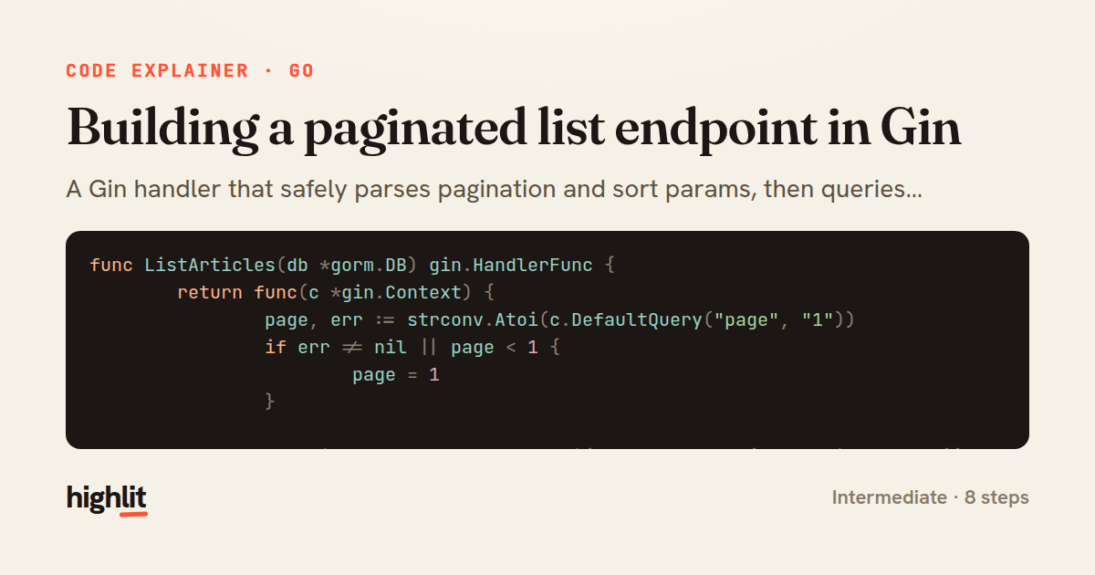 Building a paginated list endpoint in Gin — share card