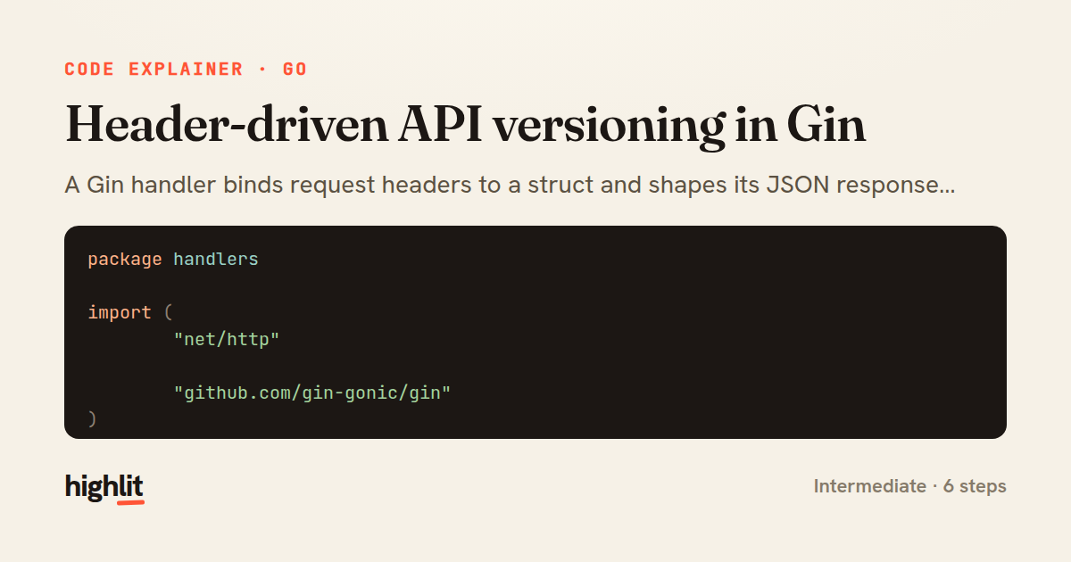 Header-driven API versioning in Gin — share card