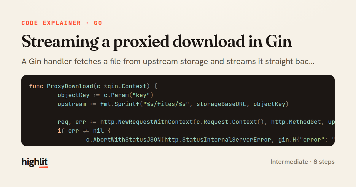 Streaming a proxied download in Gin — share card