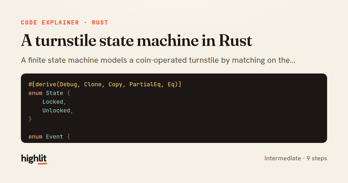 A turnstile state machine in Rust — share card
