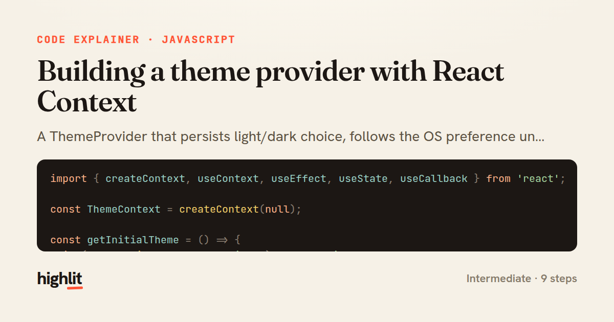 Building a theme provider with React Context — share card