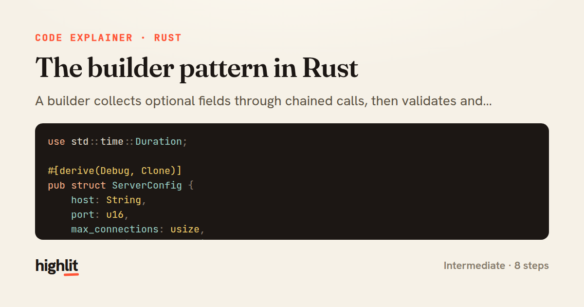 The builder pattern in Rust — share card