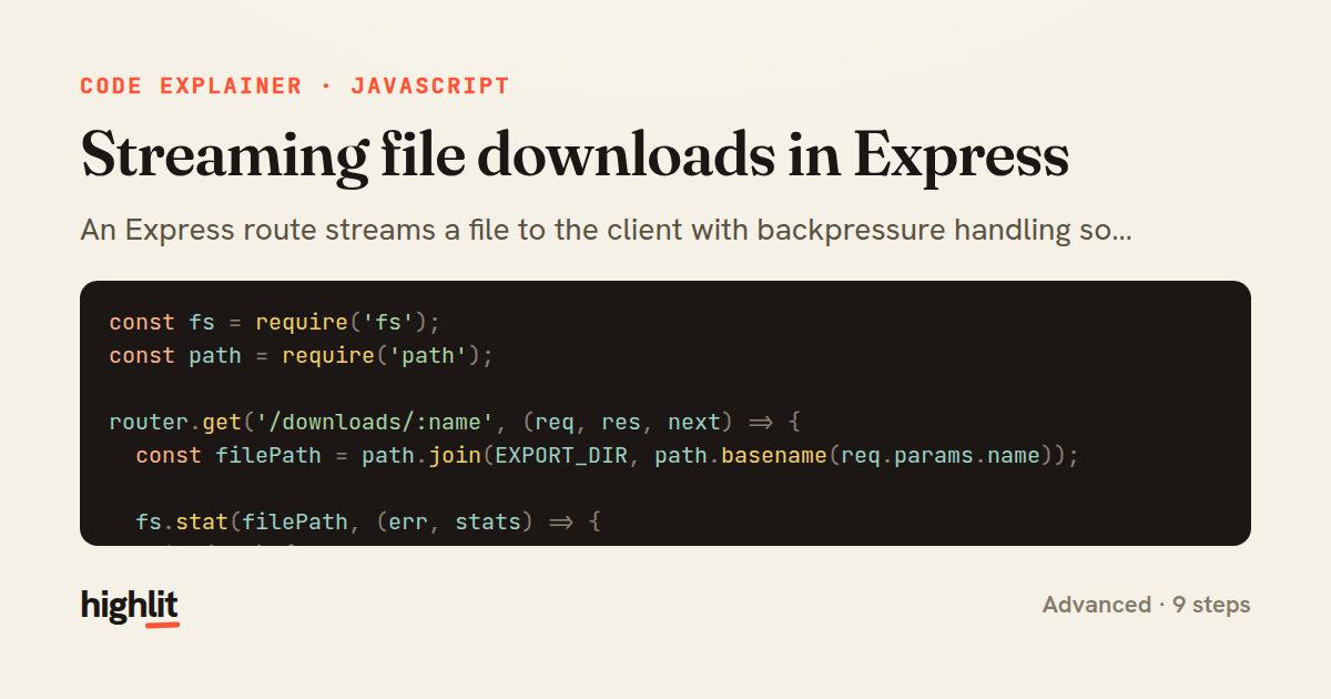 Streaming file downloads in Express — share card