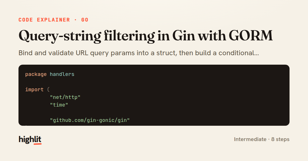 Query-string filtering in Gin with GORM — share card