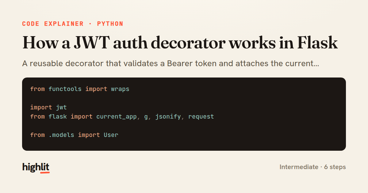 How a JWT auth decorator works in Flask — share card