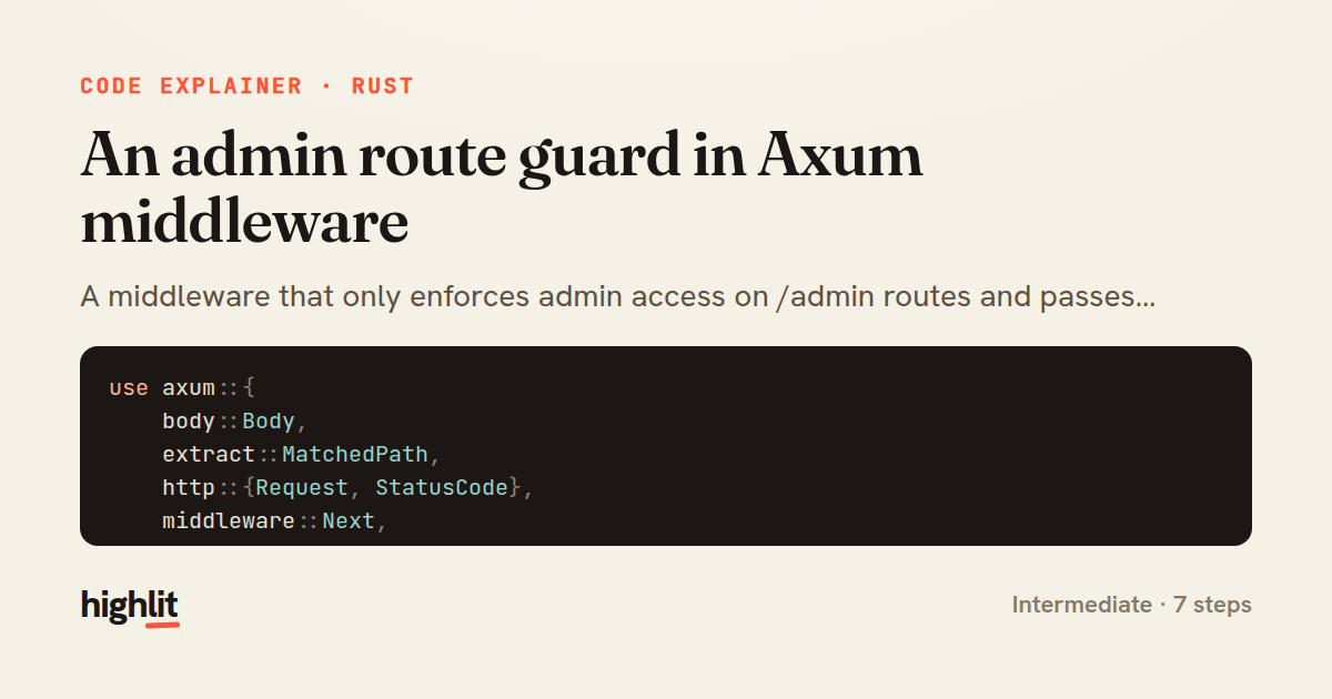 An admin route guard in Axum middleware — share card