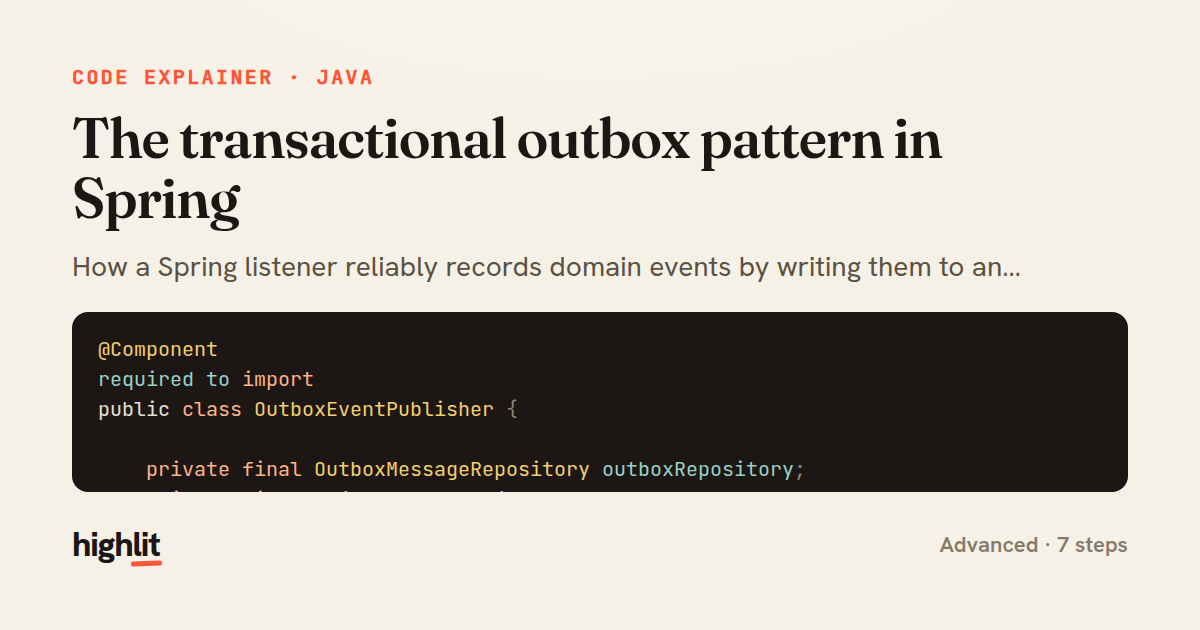 The transactional outbox pattern in Spring — share card