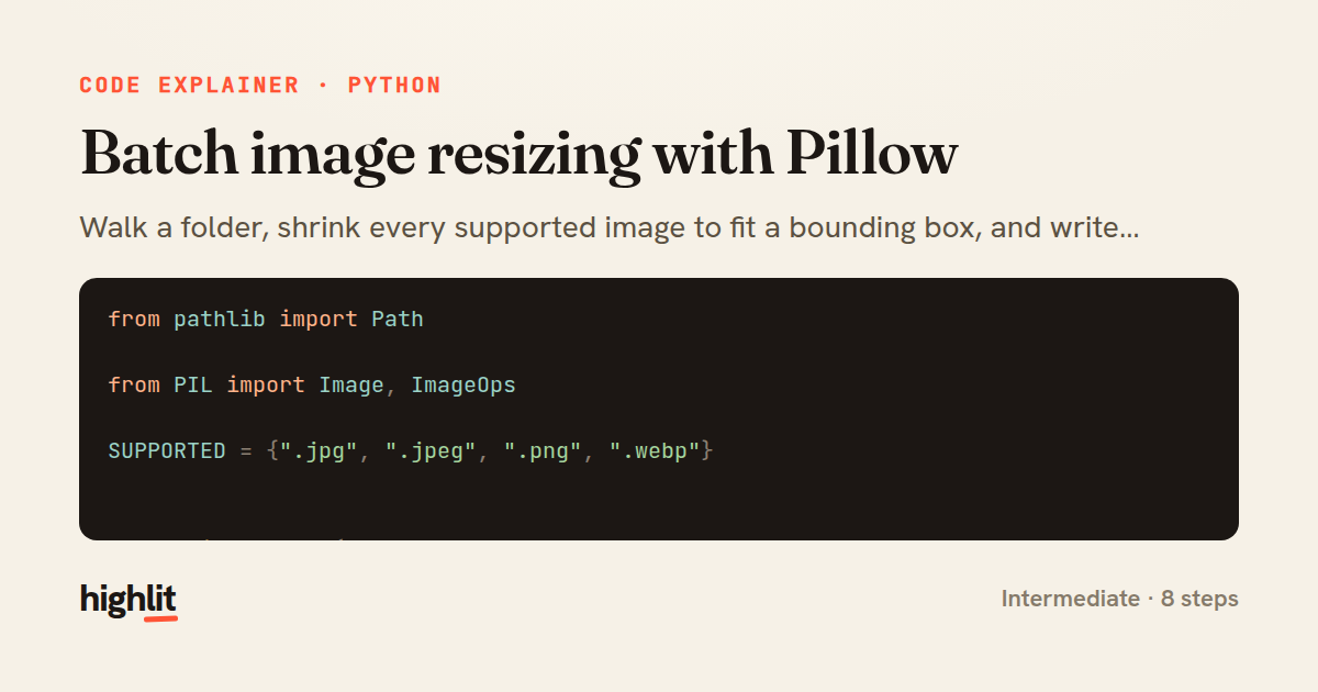 Batch image resizing with Pillow — share card