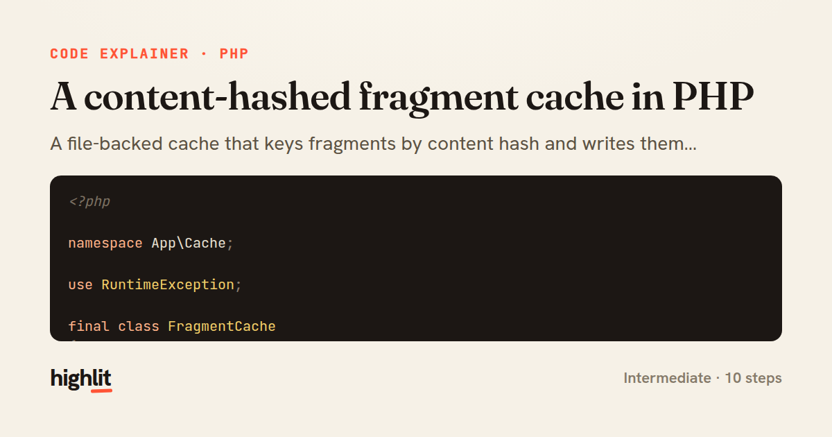 A content-hashed fragment cache in PHP — share card