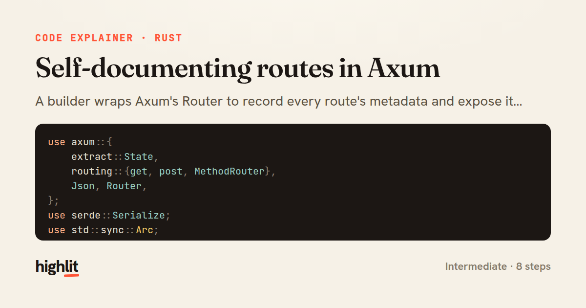 Self-documenting routes in Axum — share card