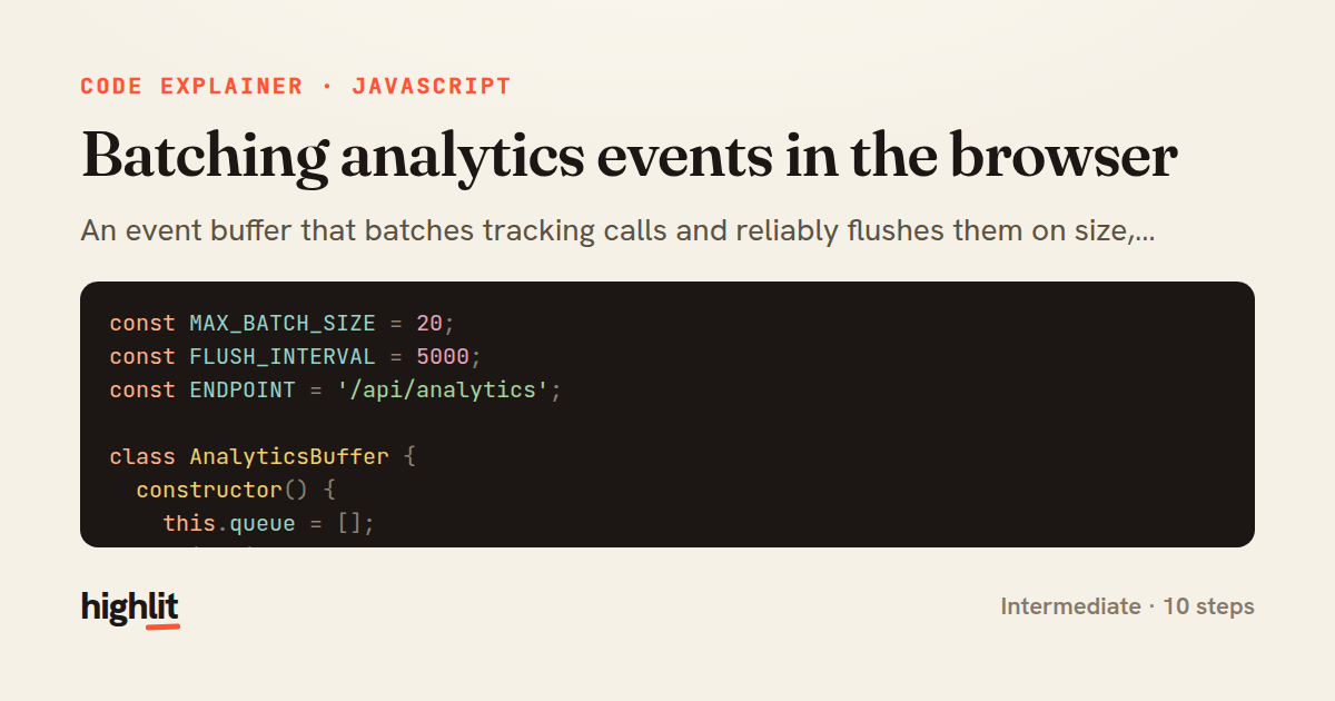 Batching analytics events in the browser — share card