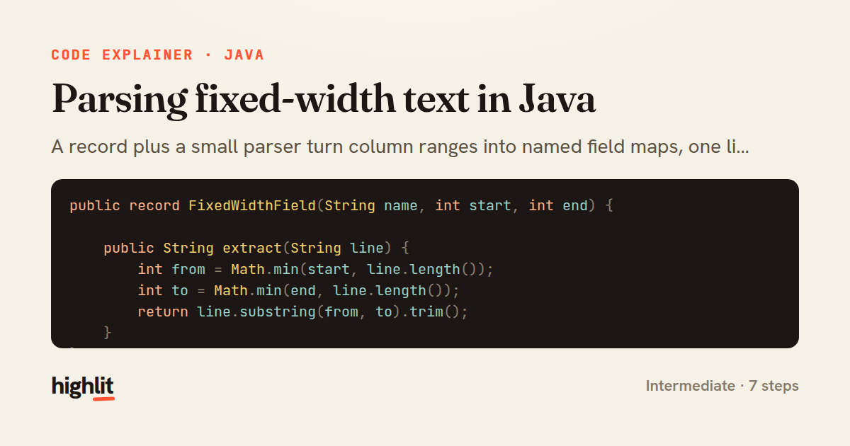 Parsing fixed-width text in Java — share card