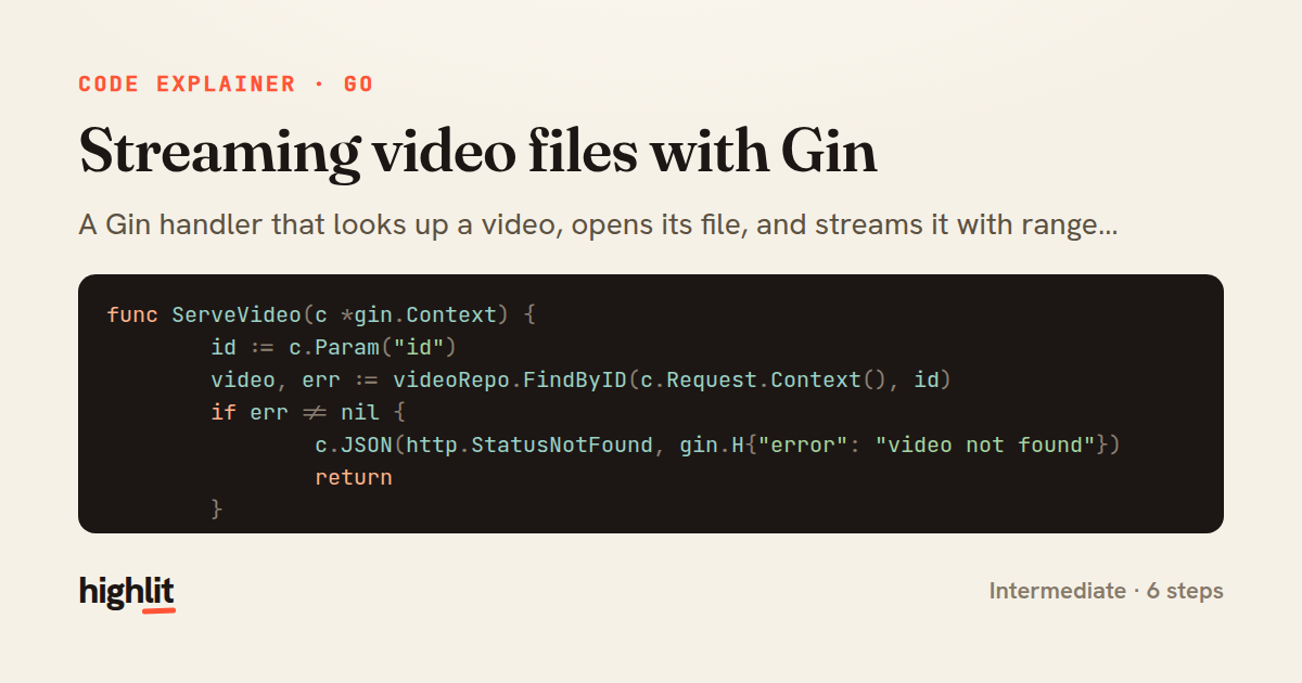 Streaming video files with Gin — share card